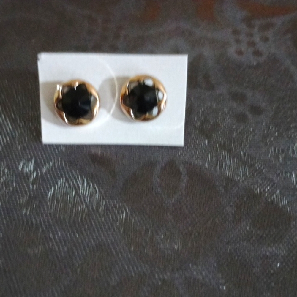 Elegant Gold and Black Stud Earrings
